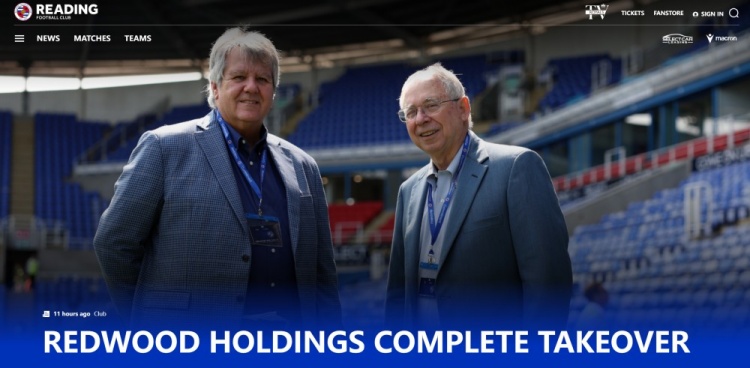 雷丁官方：红木控股有限公司完成对俱乐部的全资收购